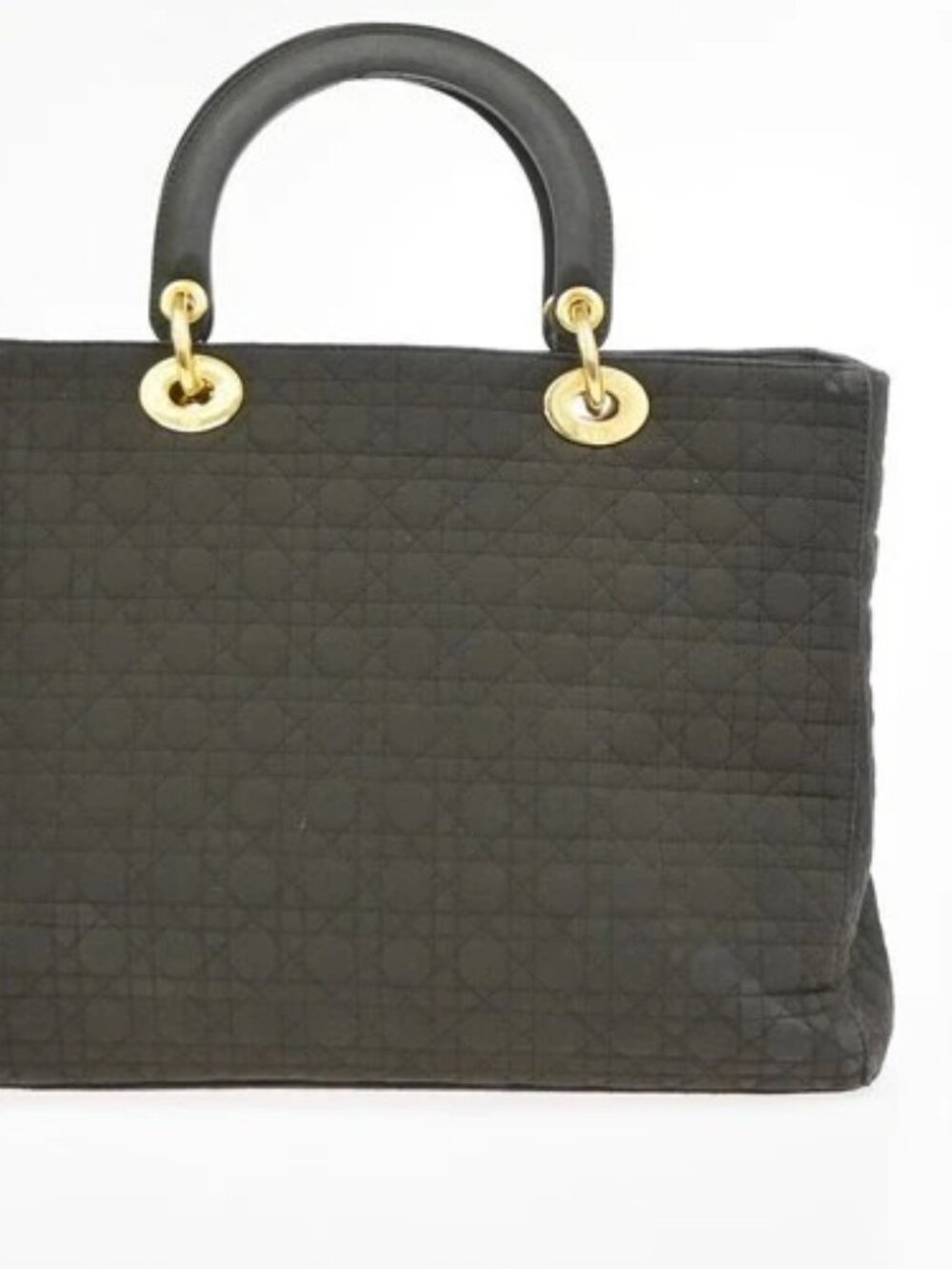 CHRISTIAN DIOR Logo Lady Cannage Hand Bag Nylon Leather Brown GHW Italy 70KC638 - Picture 3 of 15